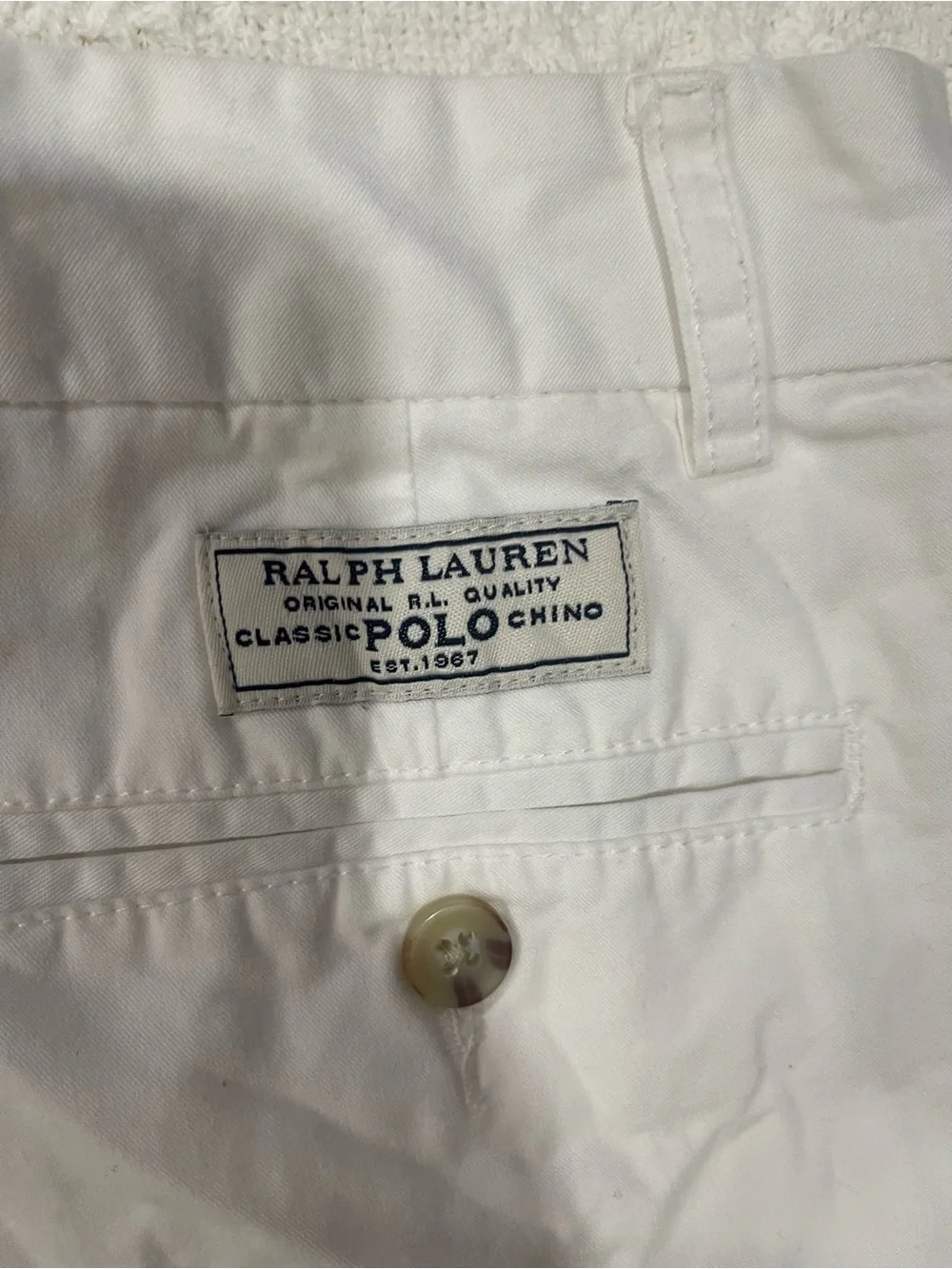 Ralph Lauren White Flat-Front Chino Shorts